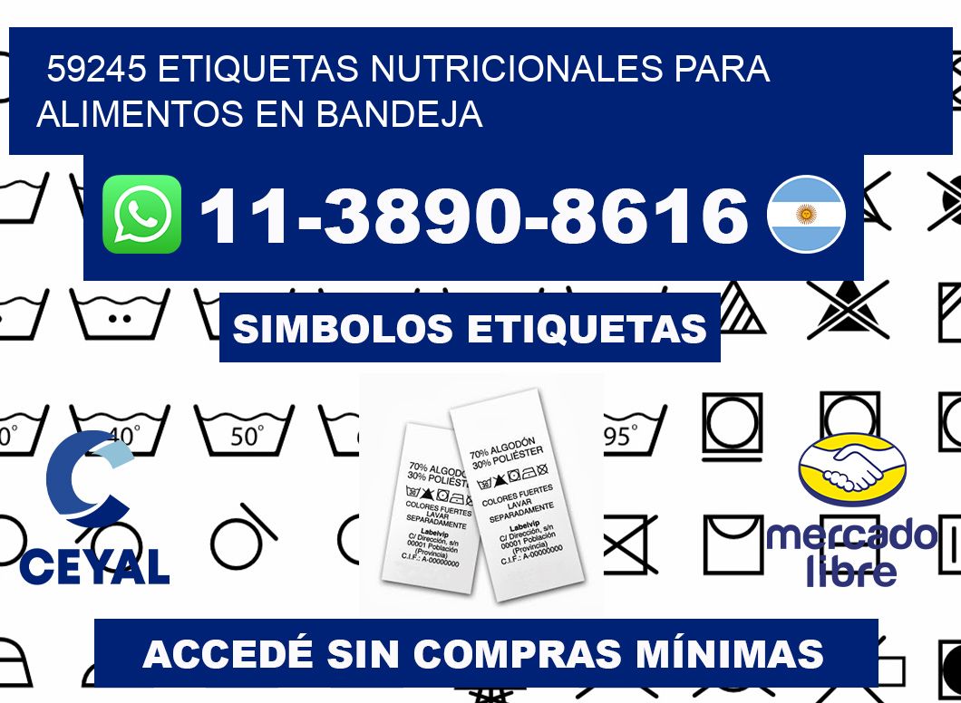59245 etiquetas nutricionales para alimentos en bandeja
