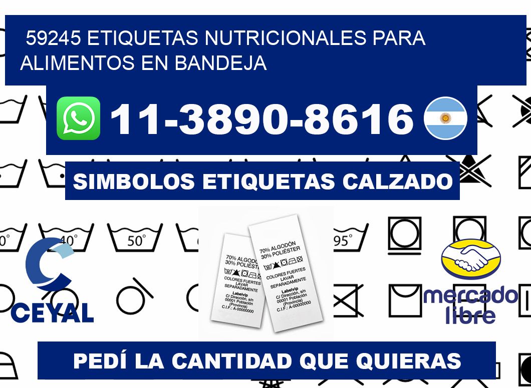 59245 etiquetas nutricionales para alimentos en bandeja