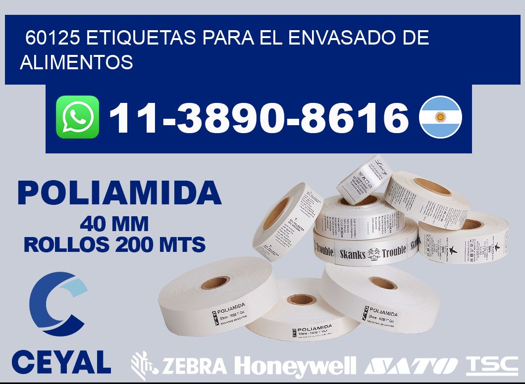 60125 etiquetas para el envasado de alimentos