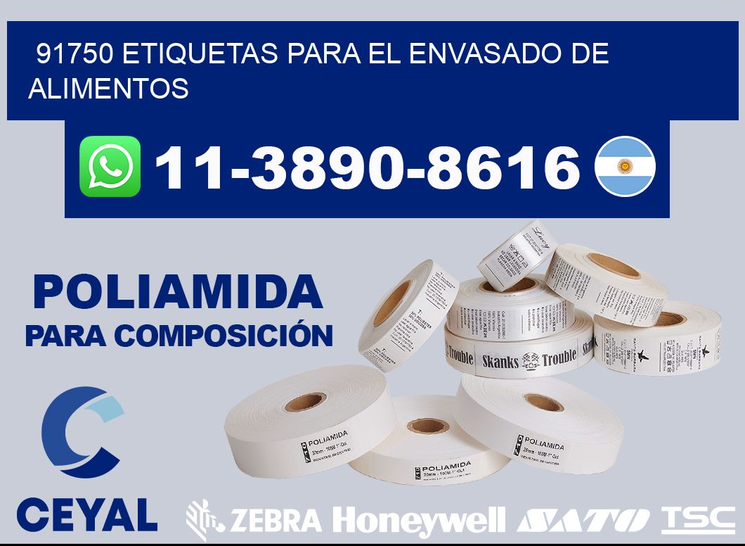 91750 etiquetas para el envasado de alimentos