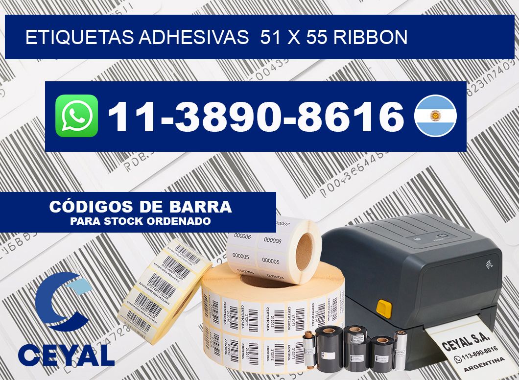 Etiquetas adhesivas  51 x 55 ribbon