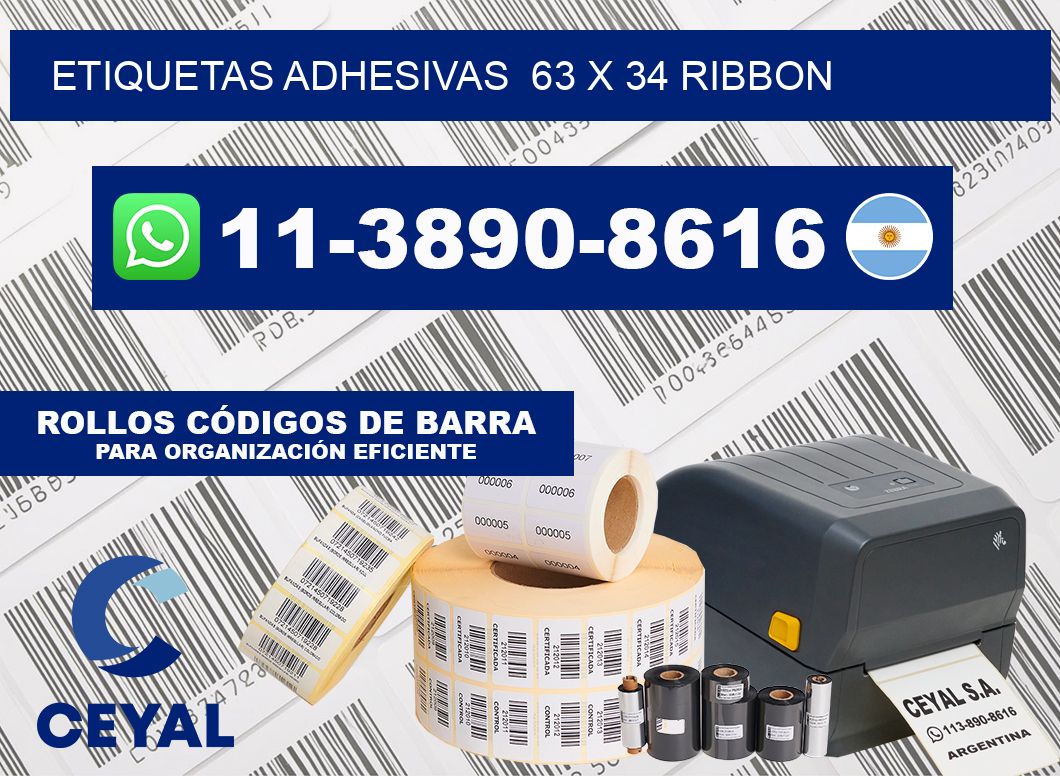 Etiquetas adhesivas  63 x 34 ribbon