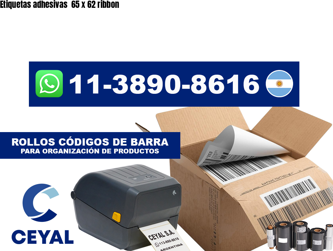 Etiquetas adhesivas  65 x 62 ribbon