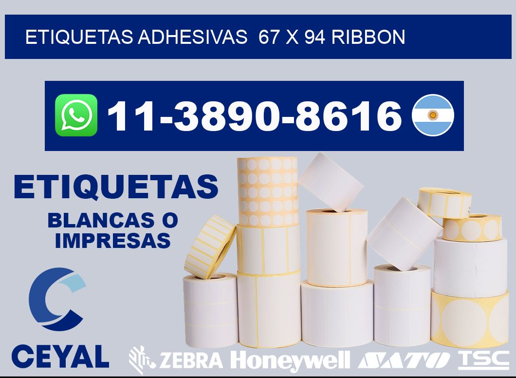 Etiquetas adhesivas  67 x 94 ribbon