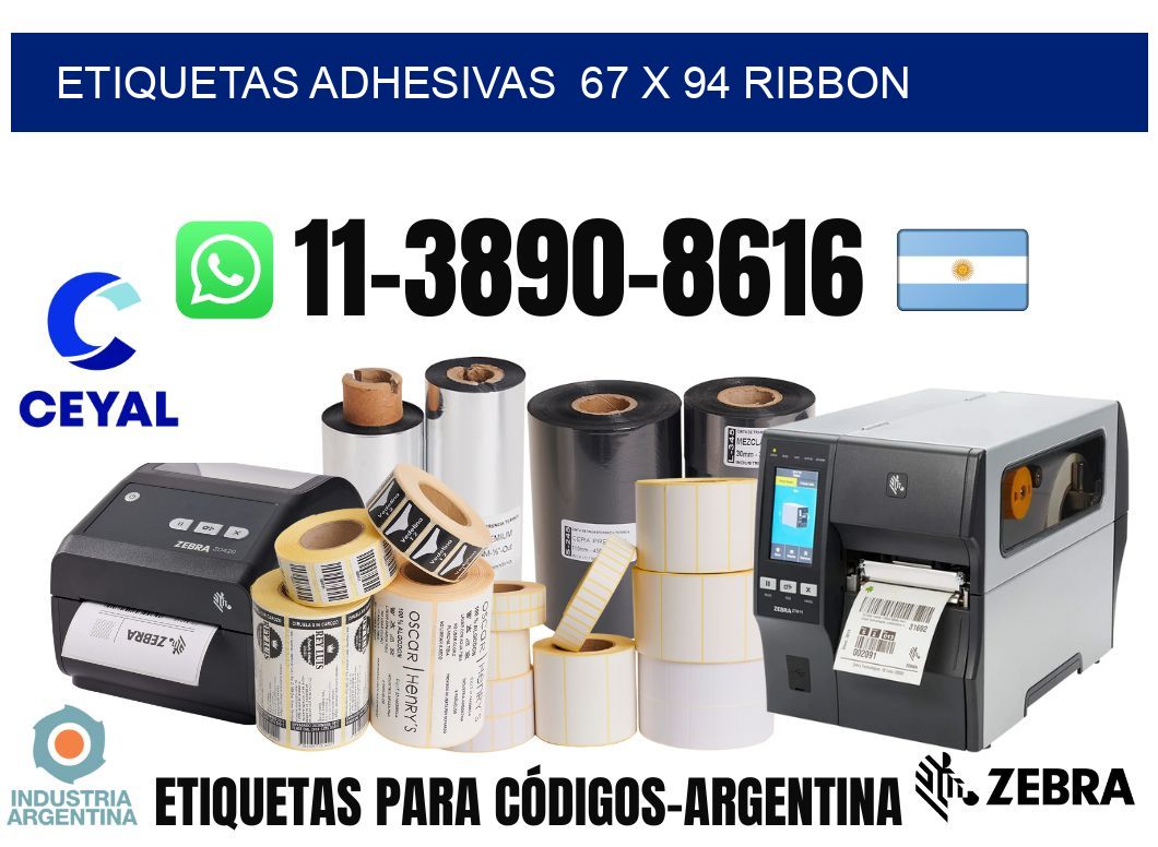 Etiquetas adhesivas  67 x 94 ribbon
