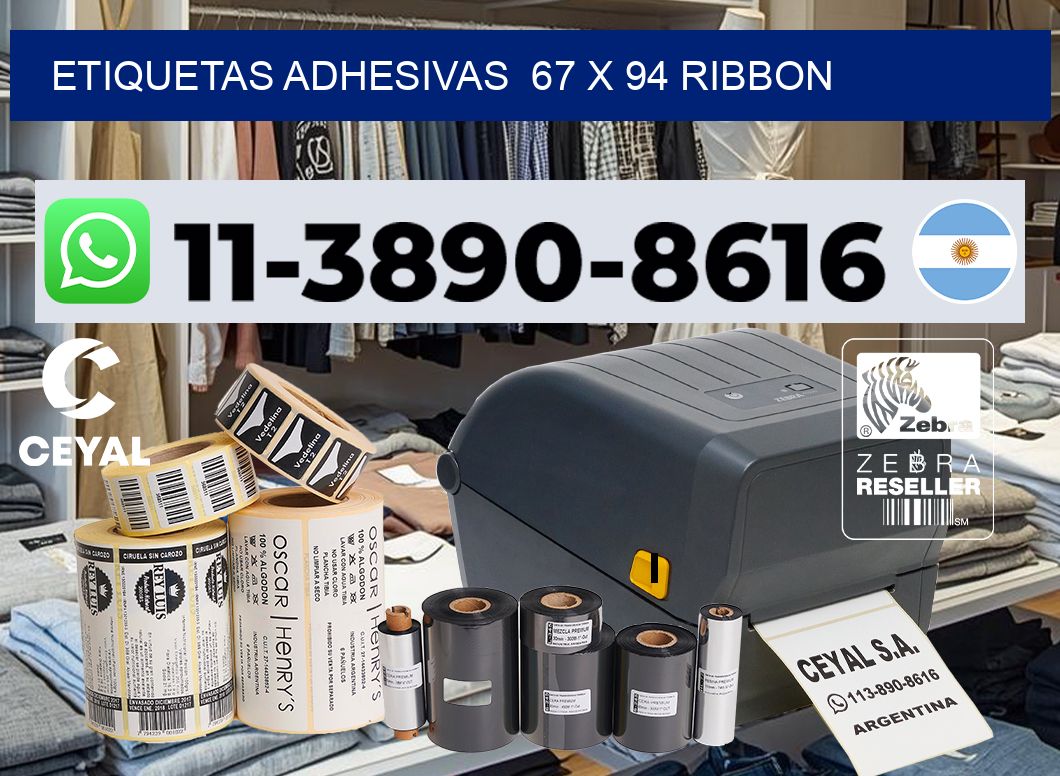Etiquetas adhesivas  67 x 94 ribbon