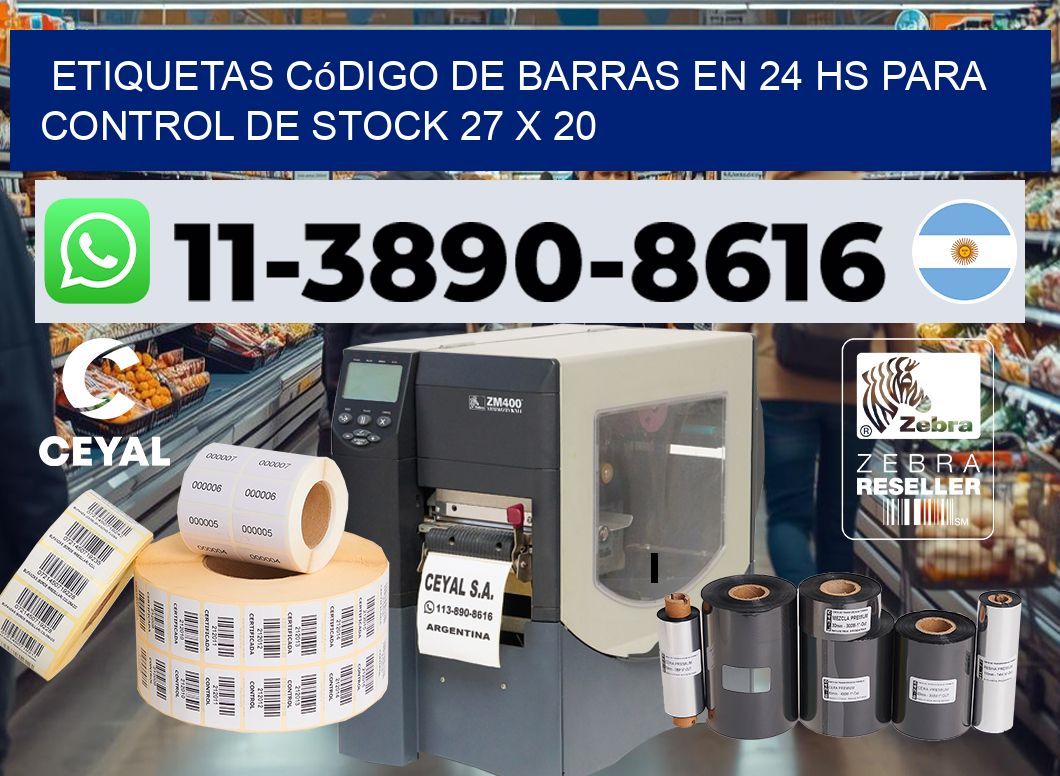 Etiquetas código de barras en 24 hs para control de stock 27 x 20