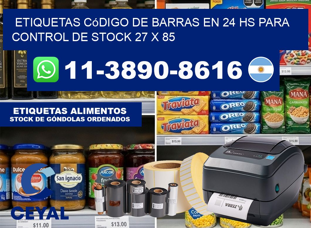 Etiquetas código de barras en 24 hs para control de stock 27 x 85