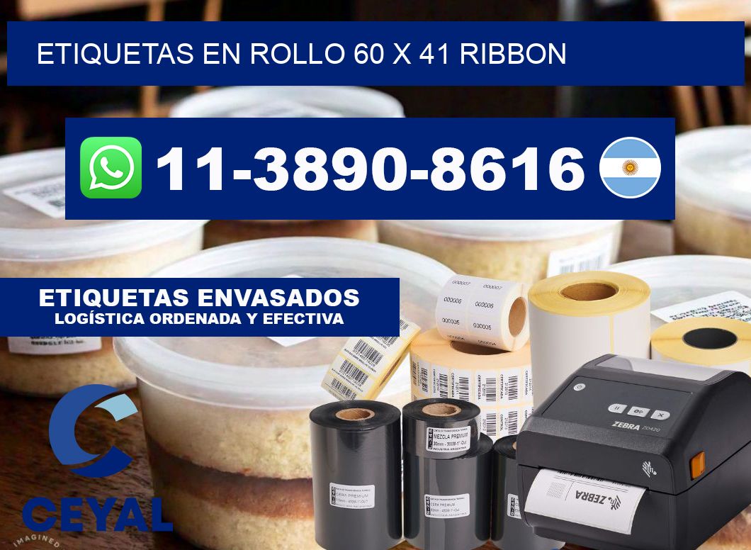 Etiquetas en rollo 60 x 41 ribbon