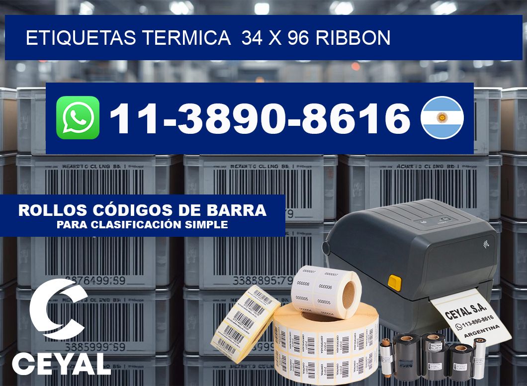 Etiquetas termica  34 x 96 ribbon