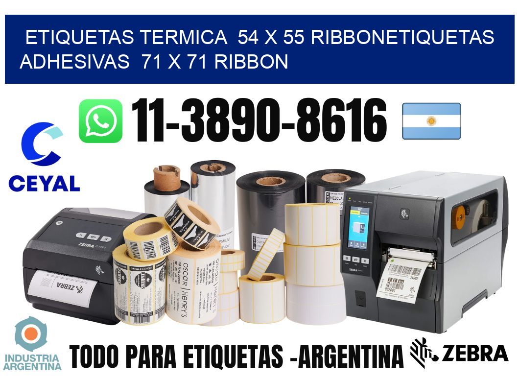 Etiquetas termica  54 x 55 ribbonEtiquetas adhesivas  71 x 71 ribbon