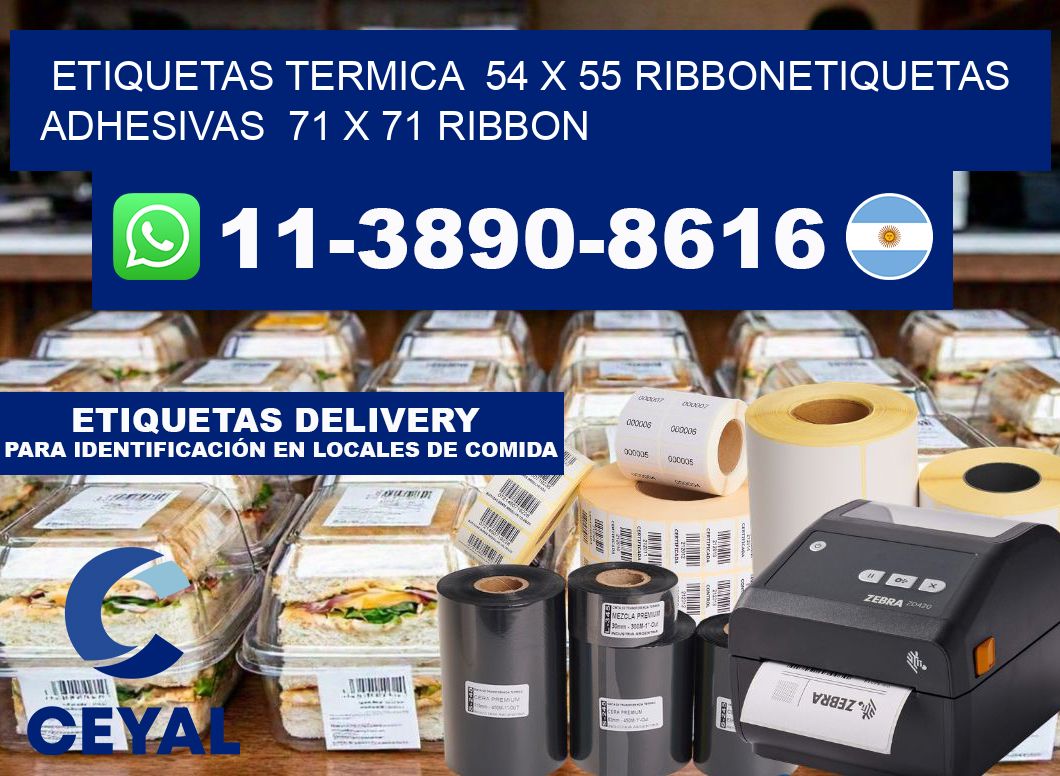Etiquetas termica  54 x 55 ribbonEtiquetas adhesivas  71 x 71 ribbon