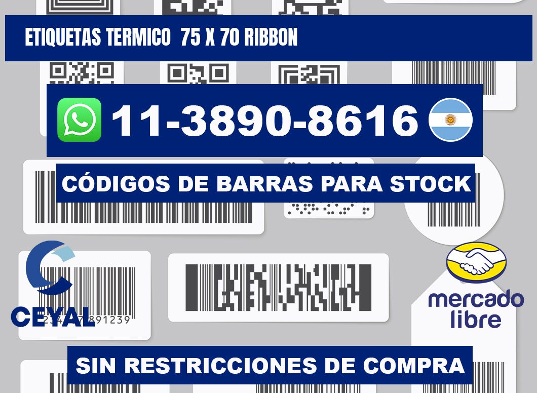 Etiquetas termico 75 x 70 ribbon