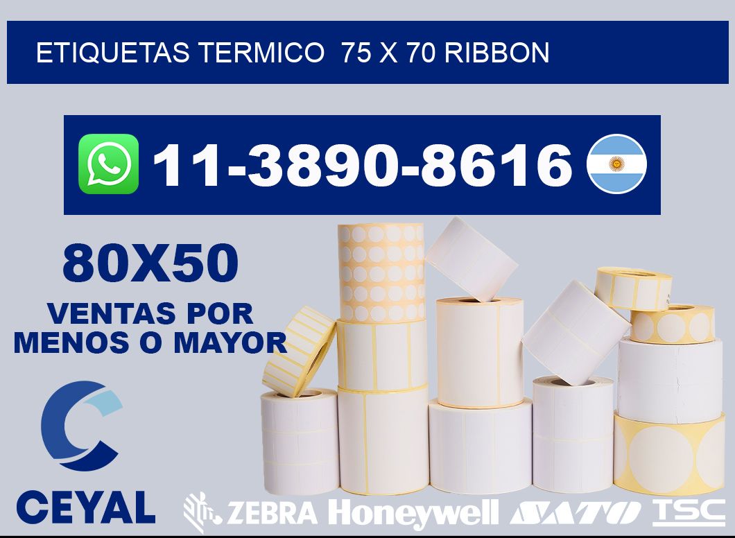 Etiquetas termico 75 x 70 ribbon