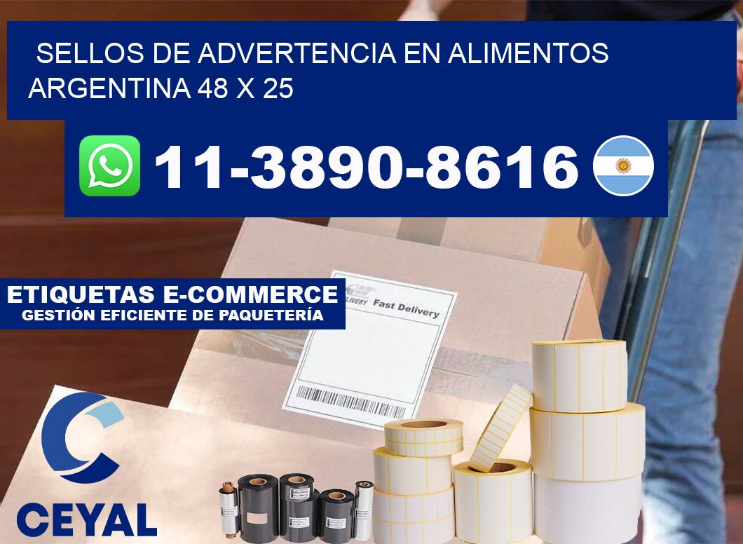 Sellos de advertencia en Alimentos argentina 48 x 25