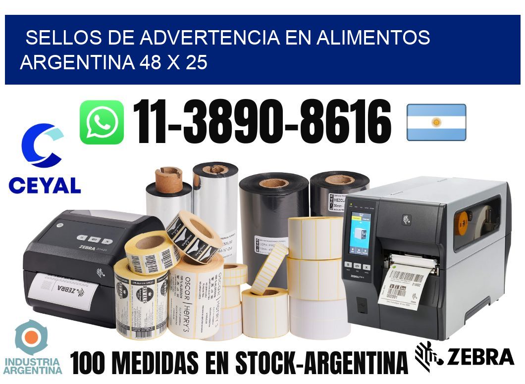 Sellos de advertencia en Alimentos argentina 48 x 25