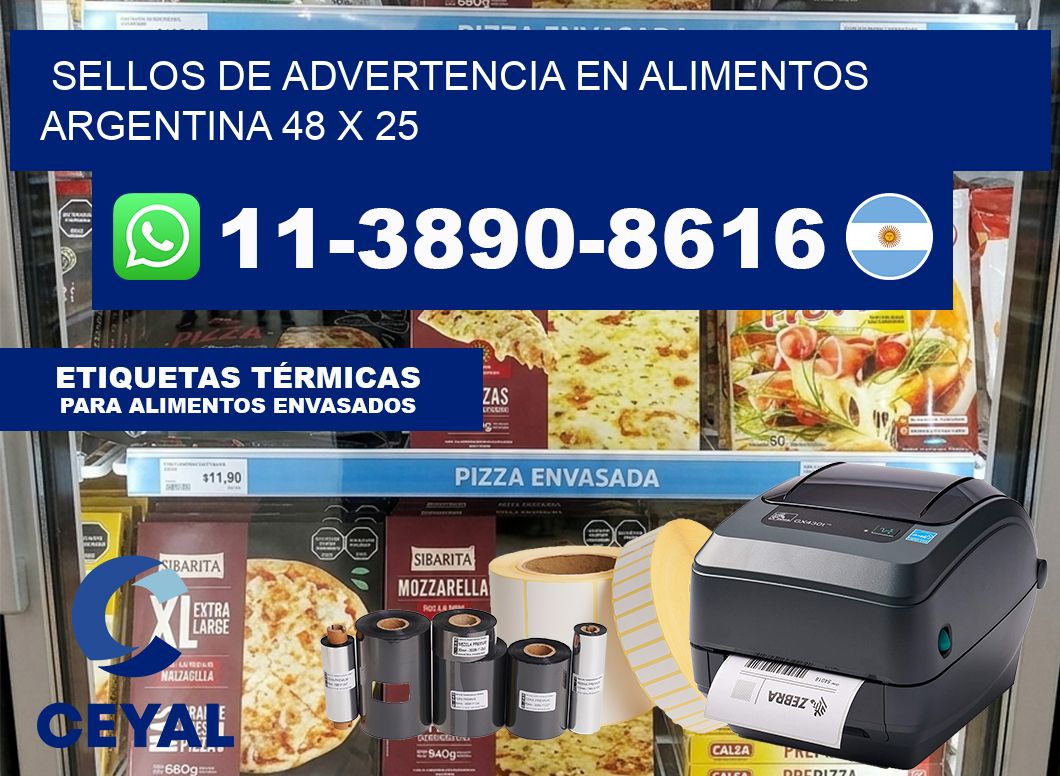 Sellos de advertencia en Alimentos argentina 48 x 25