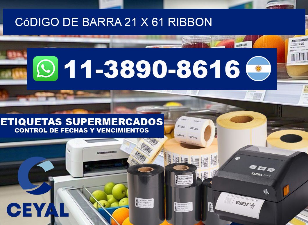 código de barra 21 x 61 ribbon
