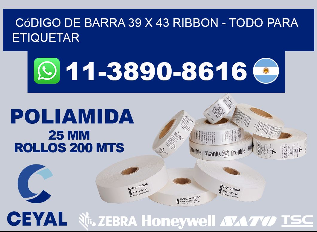 código de barra 39 x 43 ribbon - Todo para Etiquetar