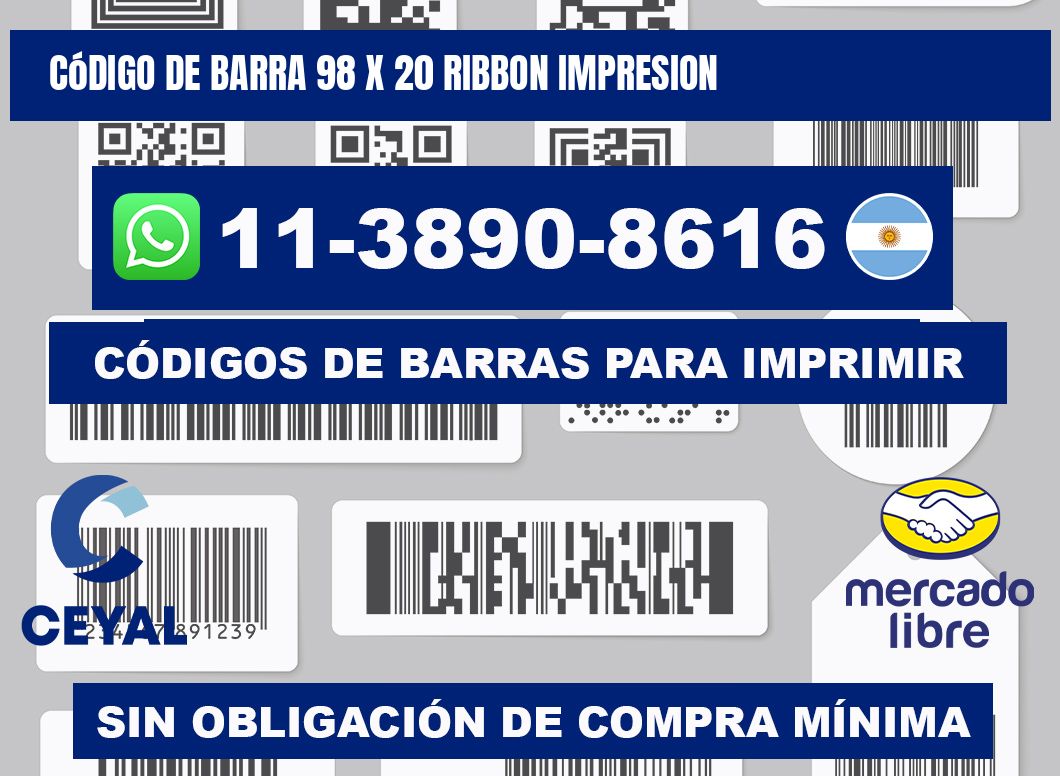 código de barra 98 x 20 ribbon impresion