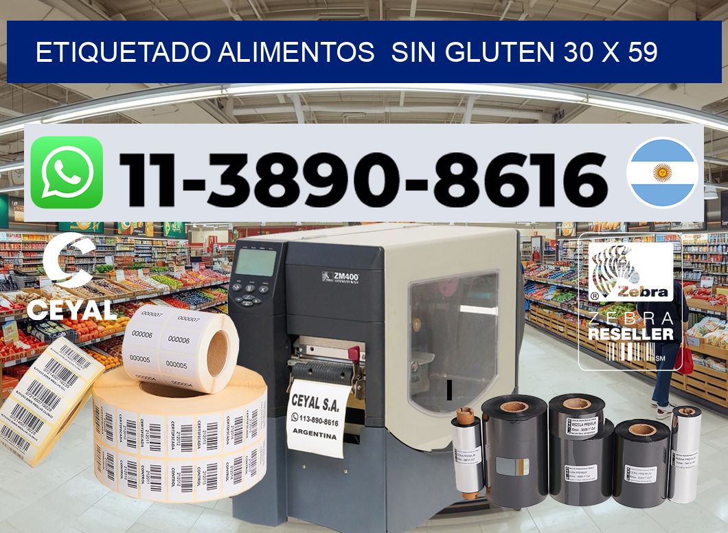 etiquetado alimentos  Sin gluten 30 x 59