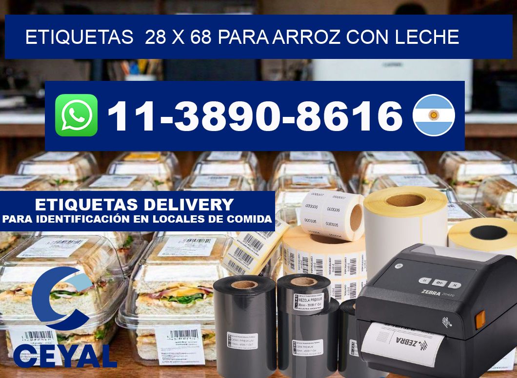 etiquetas  28 x 68 para Arroz con leche