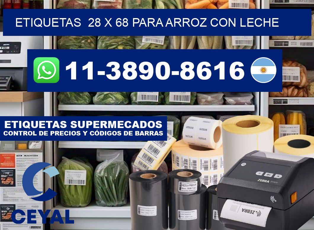 etiquetas  28 x 68 para Arroz con leche