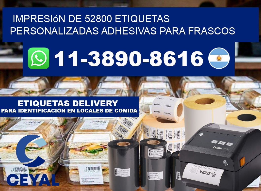 impresión de 52800 etiquetas personalizadas adhesivas para frascos