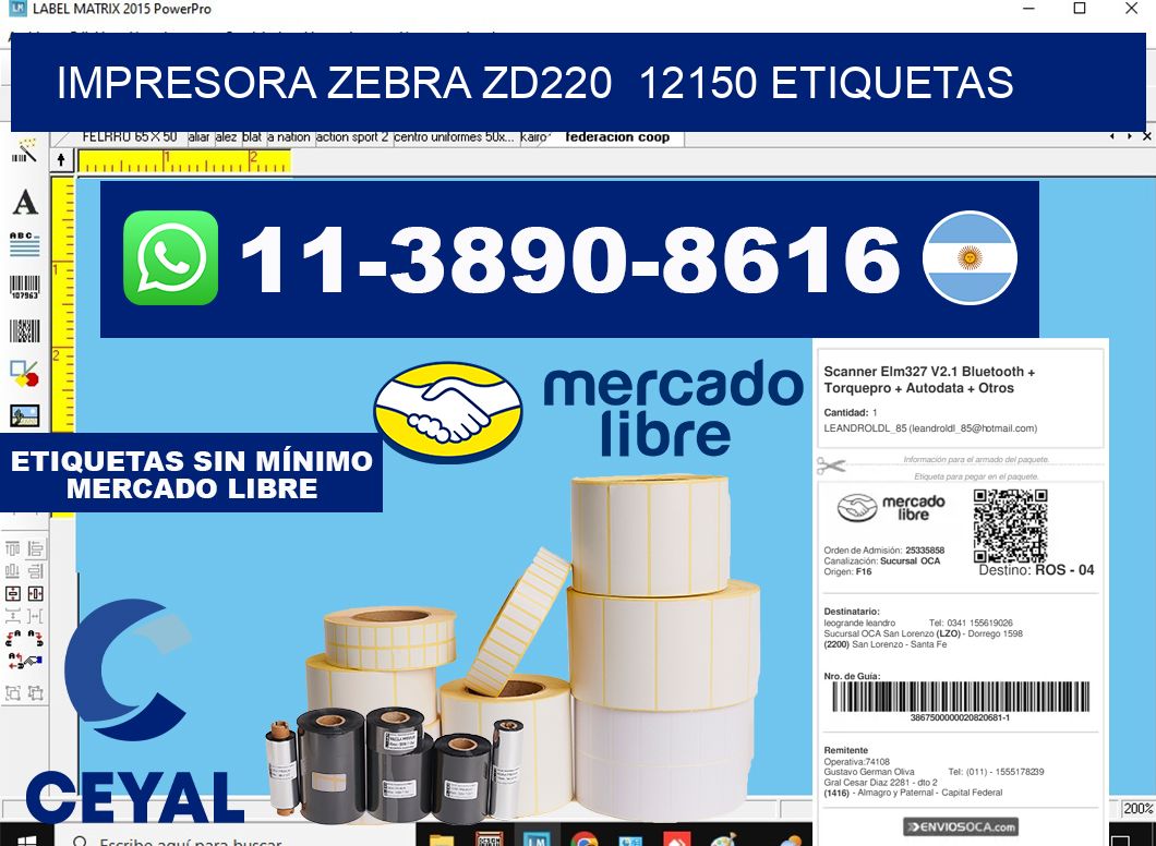 impresora zebra zd220  12150 etiquetas