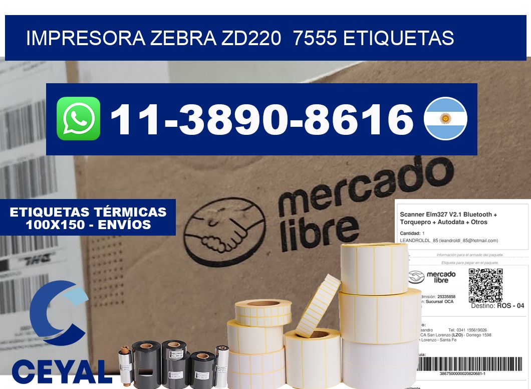 impresora zebra zd220 7555 etiquetas