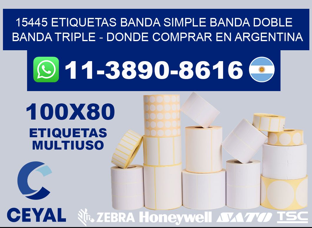 15445 etiquetas banda simple banda doble banda triple - Donde Comprar en Argentina