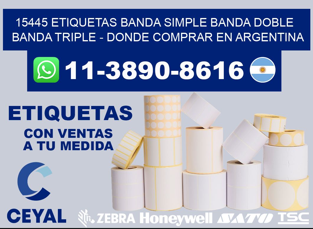 15445 etiquetas banda simple banda doble banda triple - Donde Comprar en Argentina