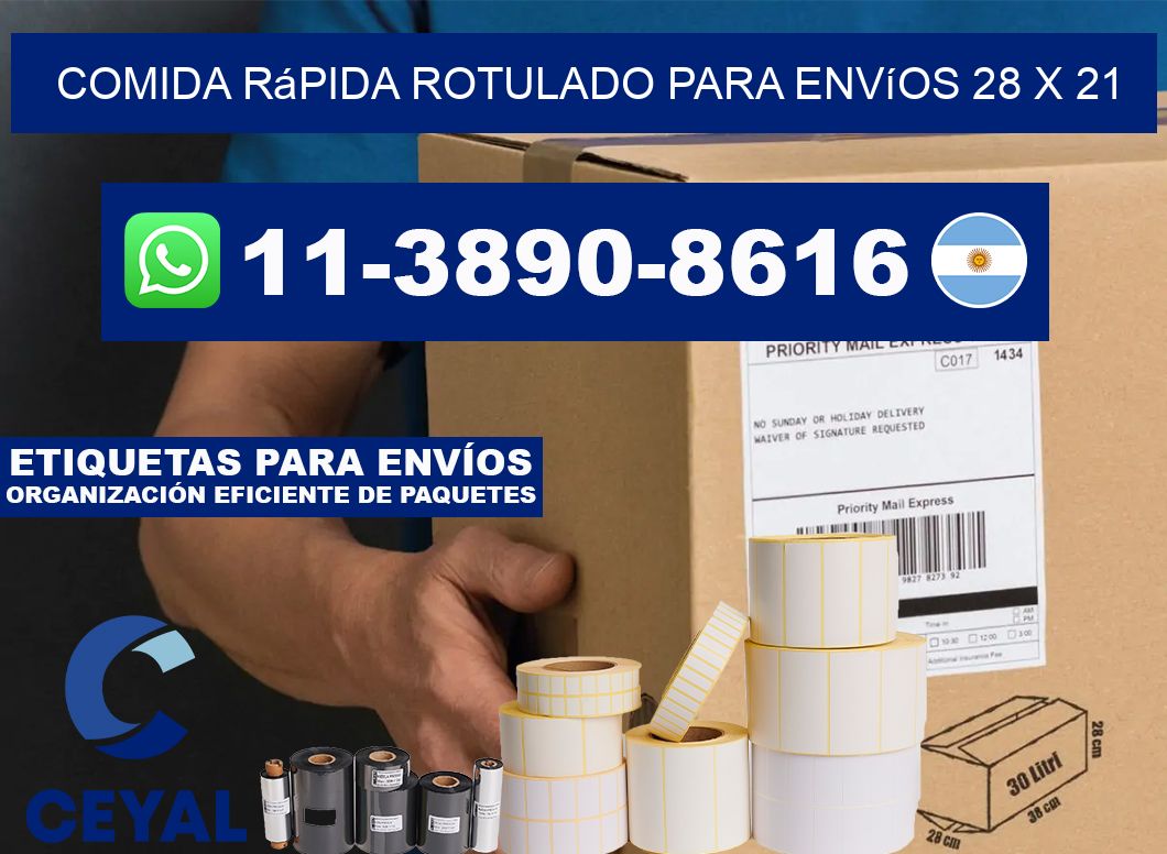 Comida rápida rotulado para envíos 28 x 21