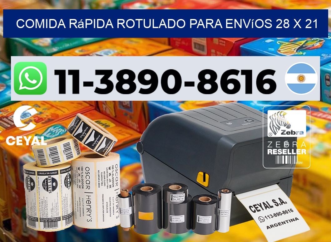 Comida rápida rotulado para envíos 28 x 21