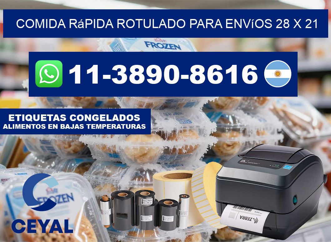 Comida rápida rotulado para envíos 28 x 21
