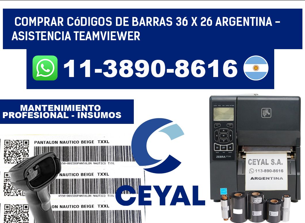 Comprar códigos de barras 36 x 26 argentina - asistencia teamviewer