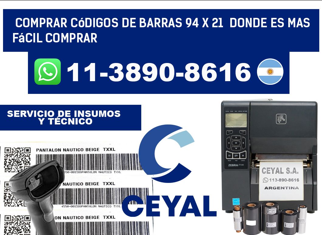 Comprar códigos de barras 94 x 21  Donde es mas fácil comprar