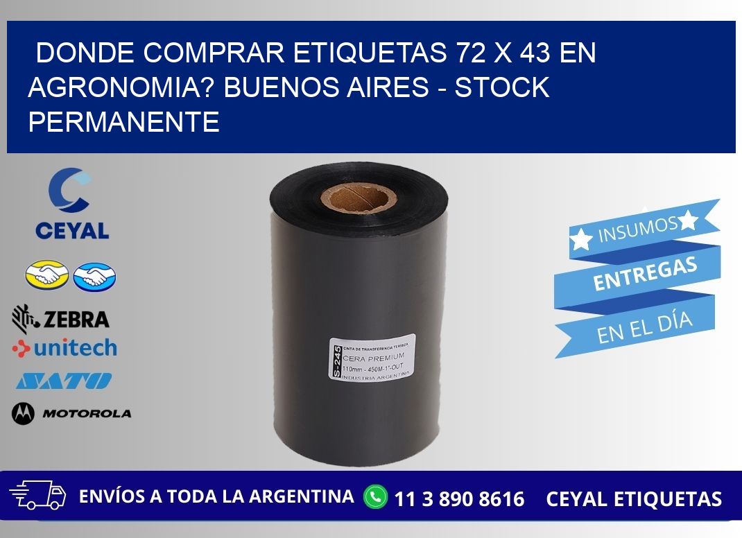 Donde Comprar etiquetas 72 x 43 en AGRONOMIA? Buenos Aires - Stock permanente