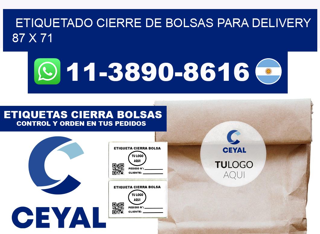 ETIQUETADO CIERRE DE BOLSAS PARA DELIVERY 87 x 71