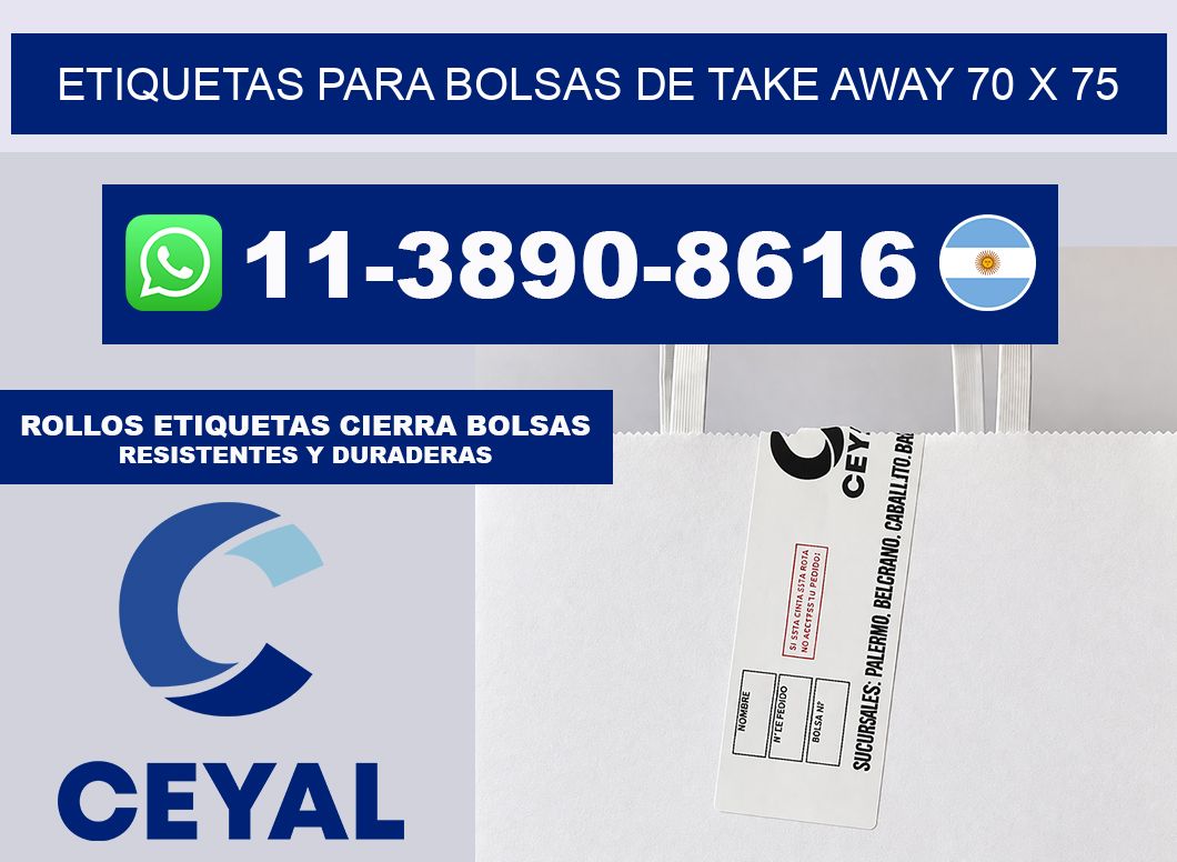 ETIQUETAS PARA BOLSAS DE TAKE AWAY 70 x 75