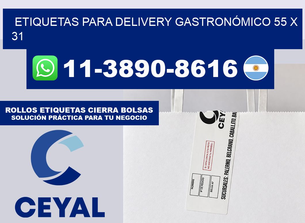 ETIQUETAS PARA DELIVERY GASTRONÓMICO 55 x 31