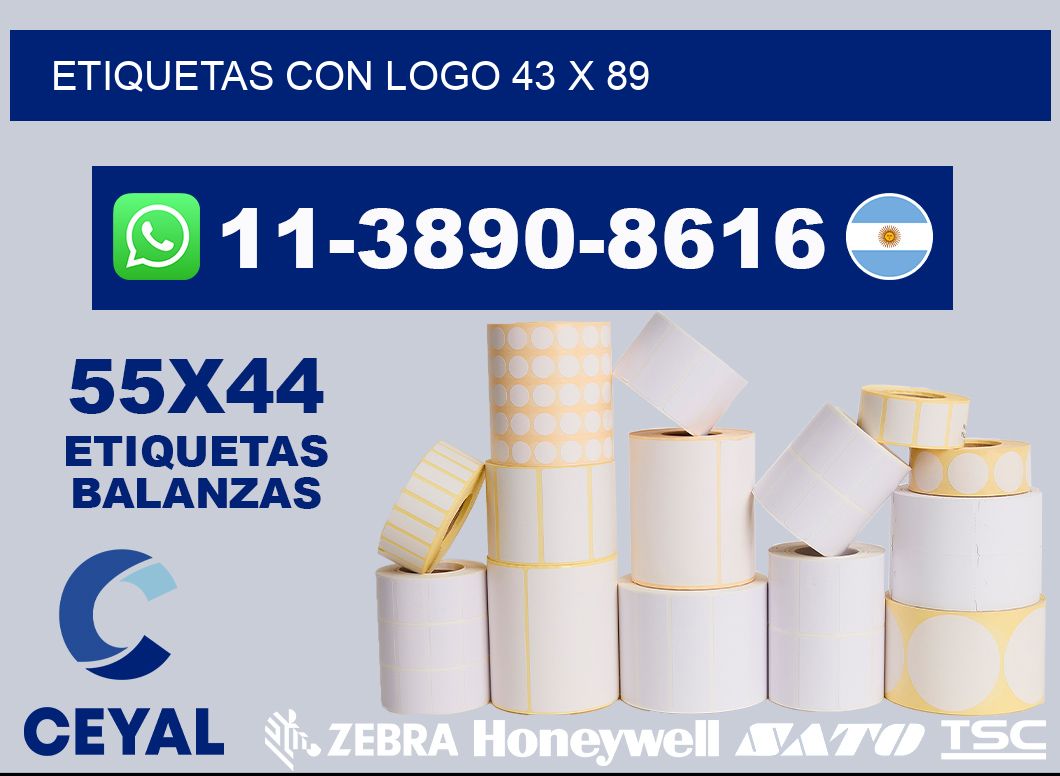 Etiquetas con logo 43 x 89