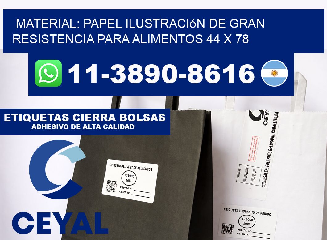 Material: papel ilustración de gran resistencia para alimentos 44 x 78