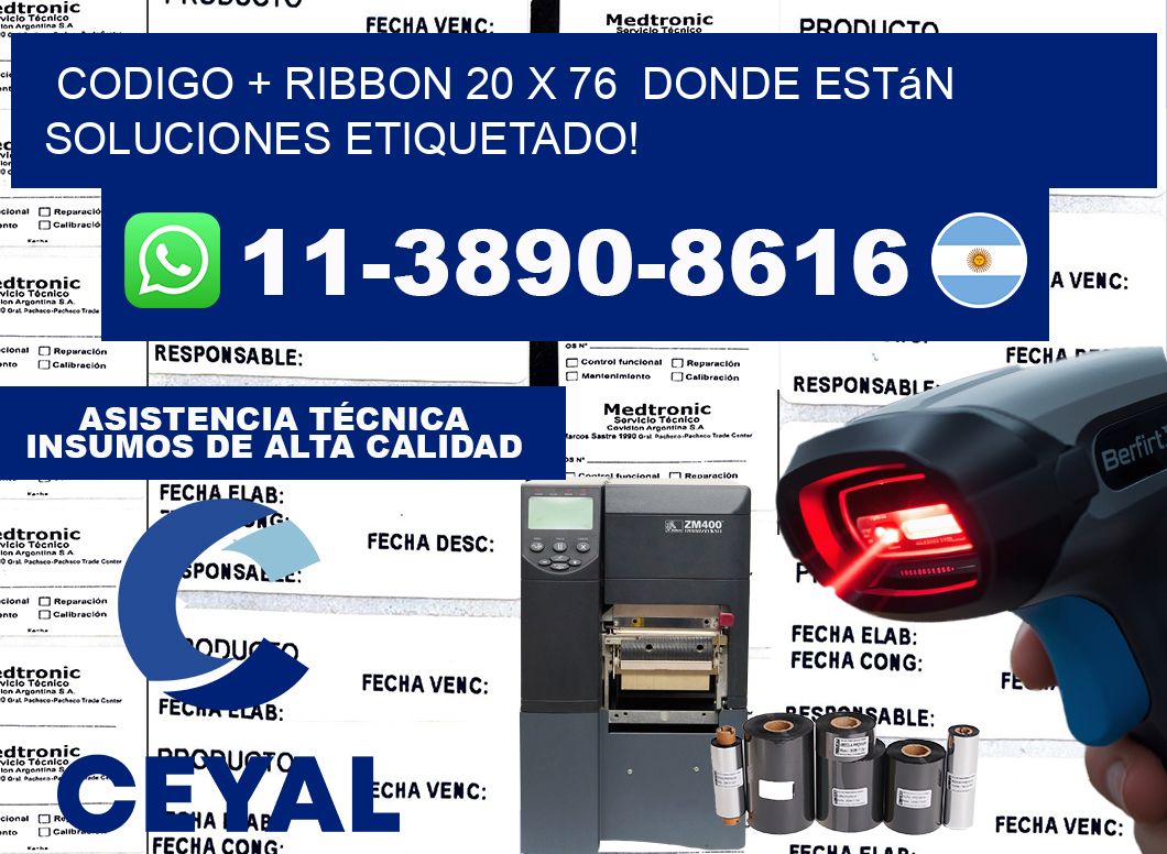 codigo + ribbon 20 x 76  donde están soluciones etiquetado!