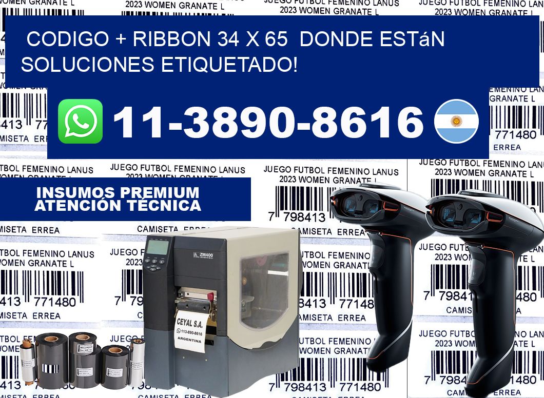 codigo + ribbon 34 x 65  donde están soluciones etiquetado!