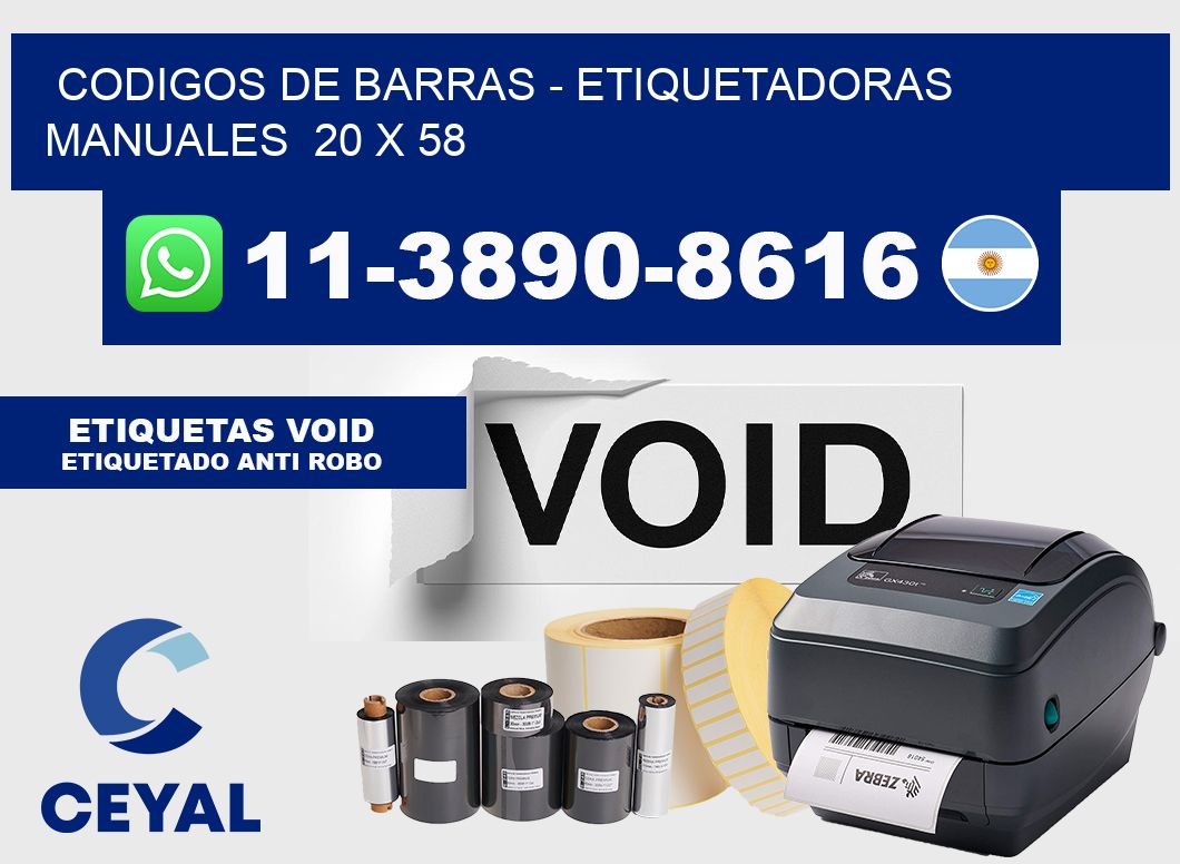 codigos de barras - Etiquetadoras Manuales  20 x 58