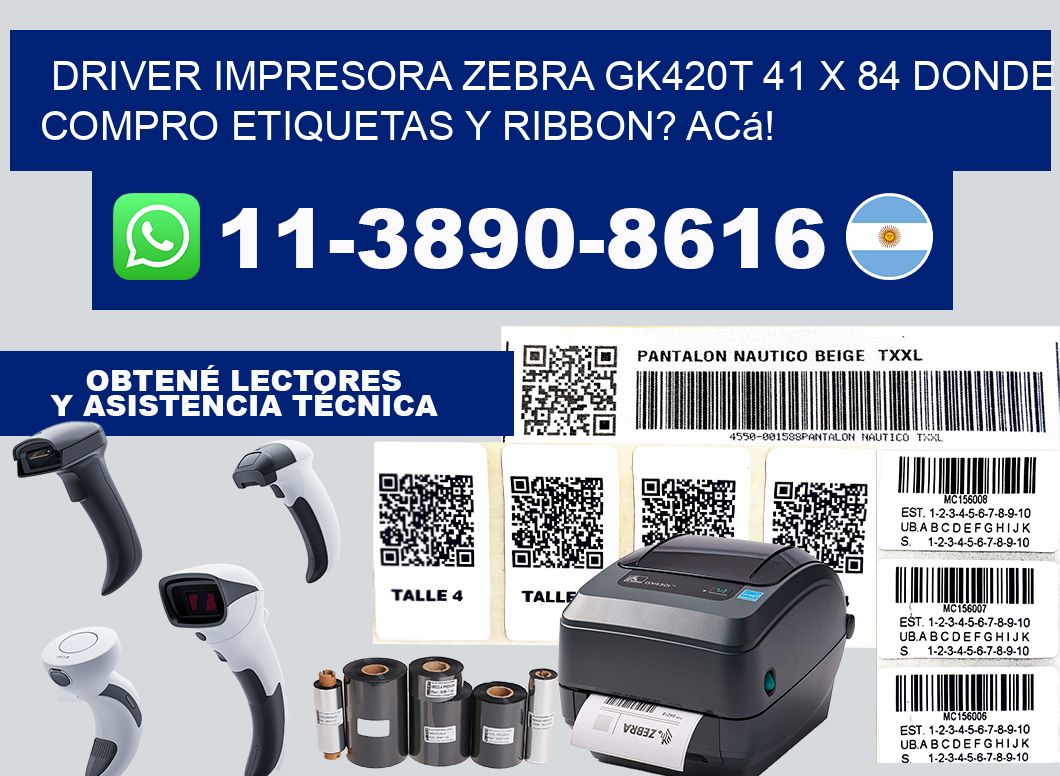 driver impresora zebra gk420t 41 x 84 Donde compro etiquetas y ribbon? Acá!