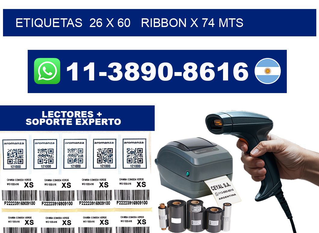etiquetas  26 x 60   ribbon x 74 mts