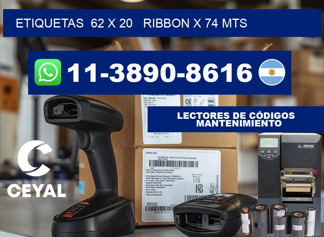 etiquetas  62 x 20   ribbon x 74 mts