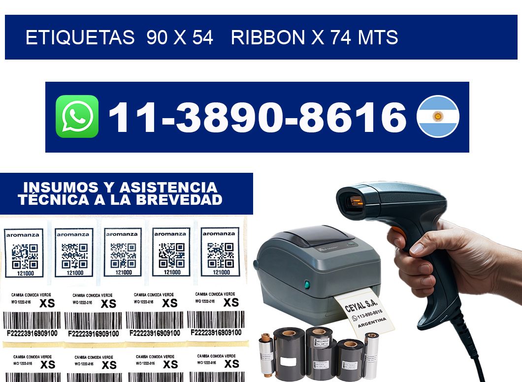etiquetas  90 x 54   ribbon x 74 mts